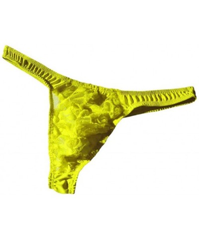 Mens Lace Mesh Thongs Lingerie G-String Thongs Panties Briefs See-Through Underpants - Yellow - CR194KDK7YU $15.04 G-Strings ...