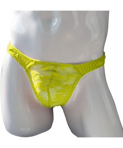 Mens Lace Mesh Thongs Lingerie G-String Thongs Panties Briefs See-Through Underpants - Yellow - CR194KDK7YU $15.04 G-Strings ...