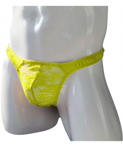 Mens Lace Mesh Thongs Lingerie G-String Thongs Panties Briefs See-Through Underpants - Yellow - CR194KDK7YU $15.04 G-Strings ...