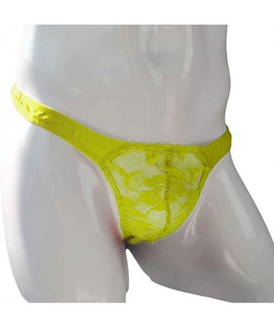 Mens Lace Mesh Thongs Lingerie G-String Thongs Panties Briefs See-Through Underpants - Yellow - CR194KDK7YU $15.04 G-Strings ...