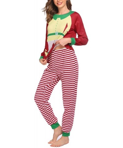 Christmas Pajamas for Women Matching Long Sleeve Pjs Set Contrast Color Sleepwear Lounge Set - Novelty-red - CO18YM9A753 $48....