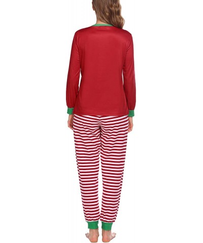 Christmas Pajamas for Women Matching Long Sleeve Pjs Set Contrast Color Sleepwear Lounge Set - Novelty-red - CO18YM9A753 $48....