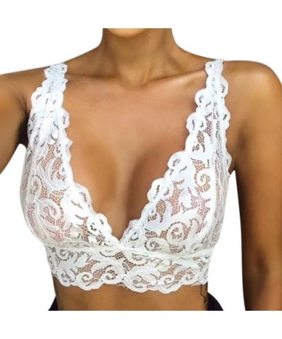 Sexy Lingerie for Women for Sex Women's Lingerie Lace Floral Brassiere Bra Halter Ultrathin Underwear - White - CY18YR9CZC4 $...