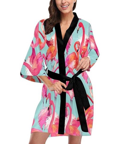 Custom Flamingo Birds Summer Women Kimono Robes Beach Cover Up for Parties Wedding (XS-2XL) - Multi 1 - CV194UR5QDT $77.27 Robes