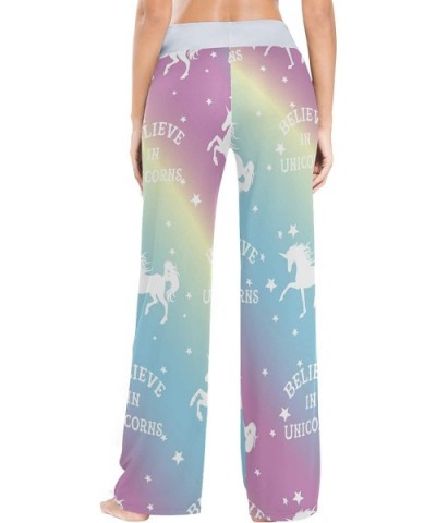 Unicorn Magic Star Women Pajama Pants Bottoms Palazzo Yoga Stretchy Wide Leg Trousers - CN19C4WL4G6 $35.58 Bottoms