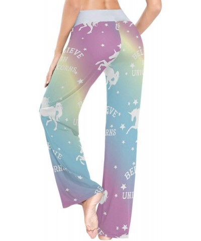 Unicorn Magic Star Women Pajama Pants Bottoms Palazzo Yoga Stretchy Wide Leg Trousers - CN19C4WL4G6 $35.58 Bottoms