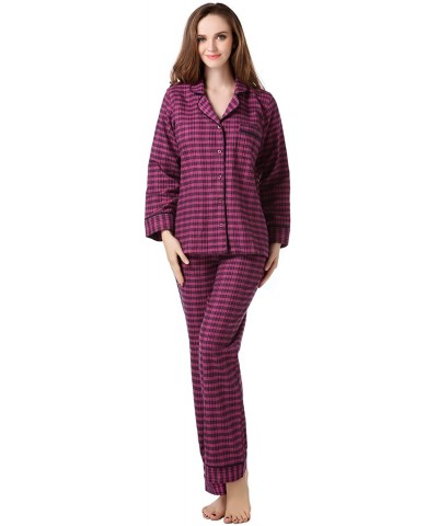 Women's Plaid Cotton Pajamas Sleepwear Set Size XS-L RHW2282 - Red&black - CZ11VWRSFJ5 $41.89 Nightgowns & Sleepshirts