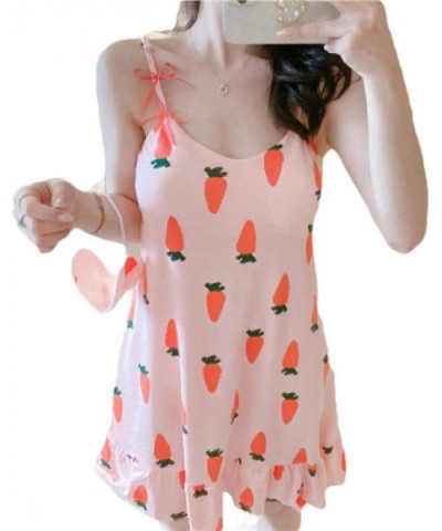 Women's Strappy Sleep Dress Printing Sleepwear Sexy Nightgowns - 26 - CM19C58ZISW $33.81 Nightgowns & Sleepshirts