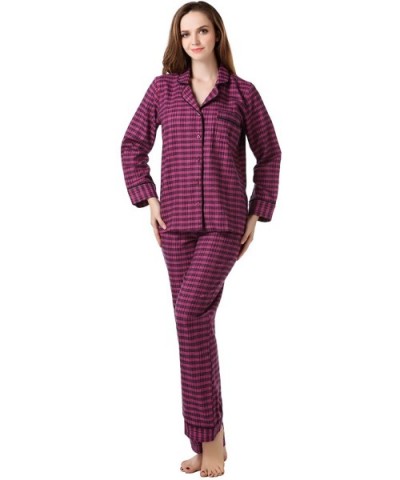 Women's Plaid Cotton Pajamas Sleepwear Set Size XS-L RHW2282 - Red&black - CZ11VWRSFJ5 $41.89 Nightgowns & Sleepshirts