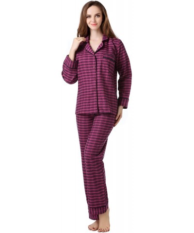 Women's Plaid Cotton Pajamas Sleepwear Set Size XS-L RHW2282 - Red&black - CZ11VWRSFJ5 $41.89 Nightgowns & Sleepshirts