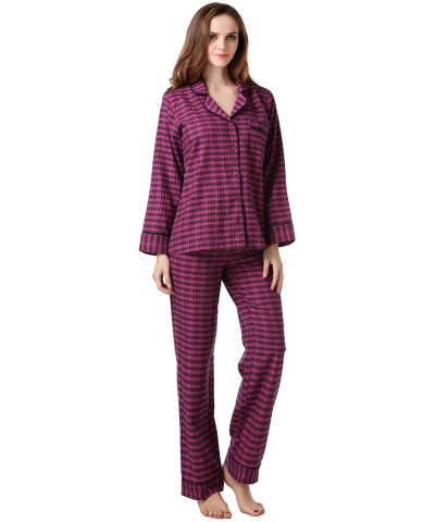 Women's Plaid Cotton Pajamas Sleepwear Set Size XS-L RHW2282 - Red&black - CZ11VWRSFJ5 $41.89 Nightgowns & Sleepshirts