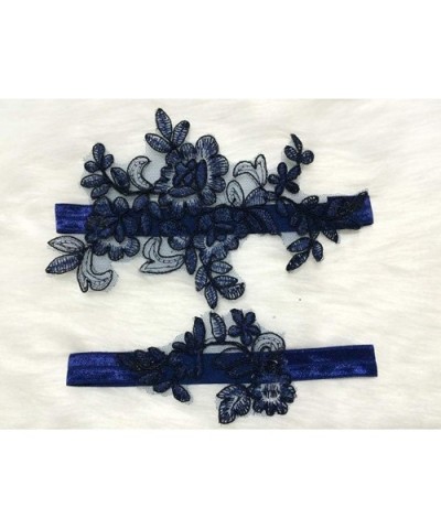 Lady Sexy Lace Wedding Garter Set for Bride Rhinestone Bridal Garter Set - 5 Navy - CF18H9H04IL $18.57 Garters & Garter Belts