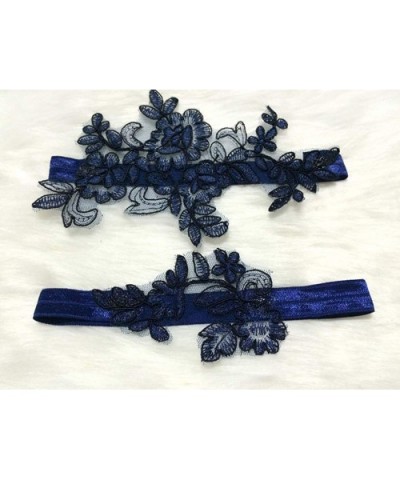 Lady Sexy Lace Wedding Garter Set for Bride Rhinestone Bridal Garter Set - 5 Navy - CF18H9H04IL $18.57 Garters & Garter Belts