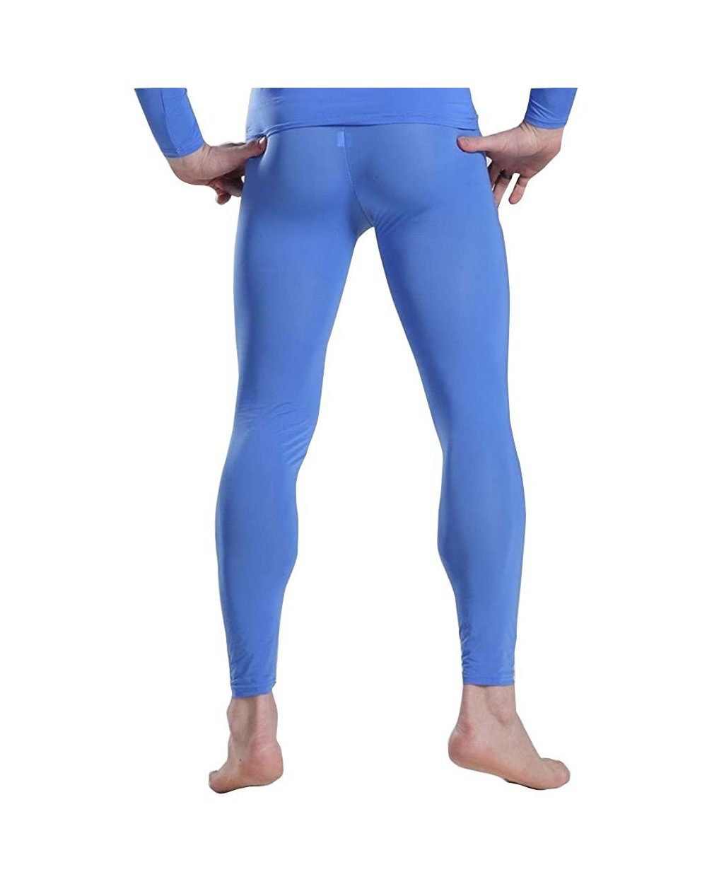 Mens Thin Ice Silk Compression Baselayer Thermal Long Johns Underwear - Blue - CO180GM0YL9 $30.17 Thermal Underwear