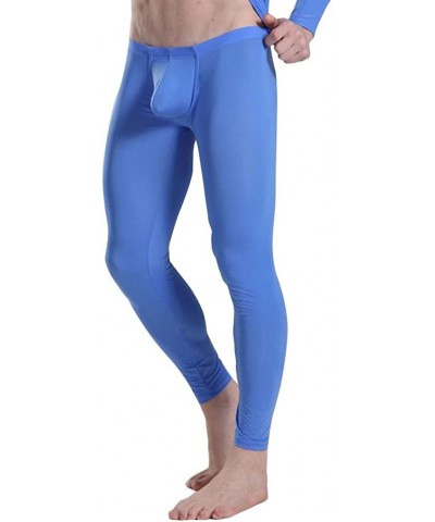 Mens Thin Ice Silk Compression Baselayer Thermal Long Johns Underwear - Blue - CO180GM0YL9 $30.17 Thermal Underwear