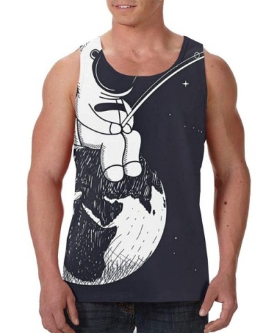 Men Muscle Tank Top Summer Beach Holiday Fashion Sleeveless Vest Shirts - Space Astronaut Fishing Planet - CK19D8HM8NW $31.04...