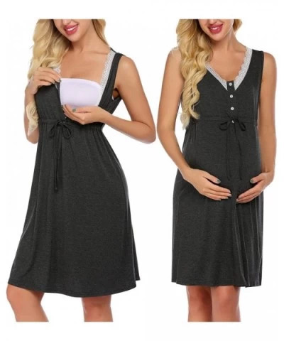 Woman Maternity Nightgowns Pregnancy Dresses Breastfeeding Sleeveless - A-dark Grey - CC193X2LUH3 $37.01 Nightgowns & Sleepsh...