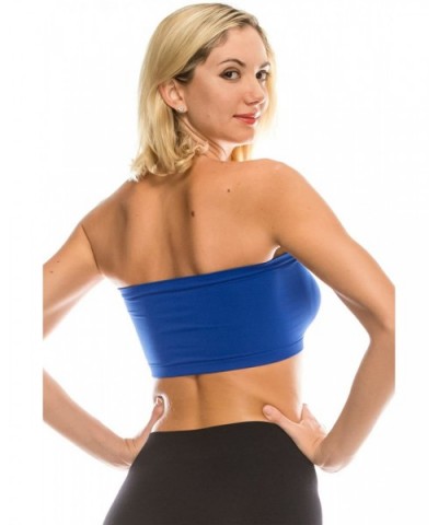 Seamless Bandeau Tube top - UV Protective Fabric Rated UPF 50+ (Non-Padded) -Made in USA - Royal Blue - CI18C9WLTA7 $14.47 Bras