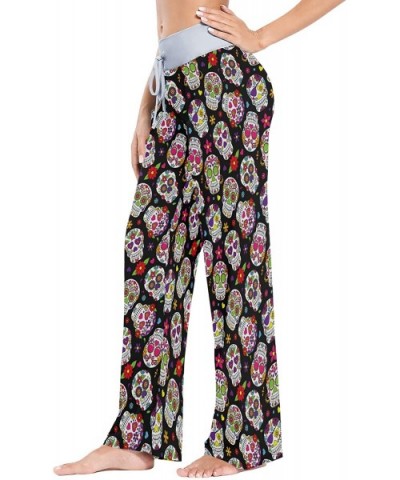 Women's Pajama Pants Drawstring Long Wide Leg Lounge Sleep Trousers Sleep Pants - Color25 - C01996X2N6H $38.56 Bottoms