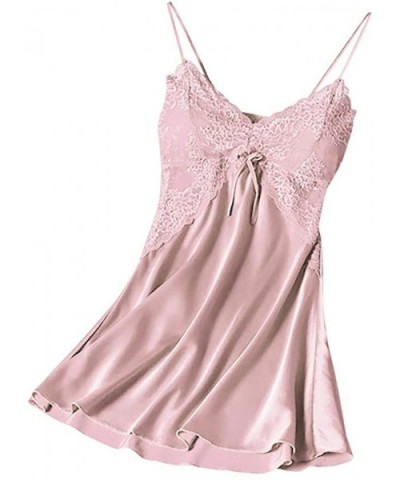 New Women Soft Satin Lingerie Charming Deep V Nightdress Underwear One Piece S-XXXL - X2-pink - C5193D9CSH8 $15.18 Nightgowns...