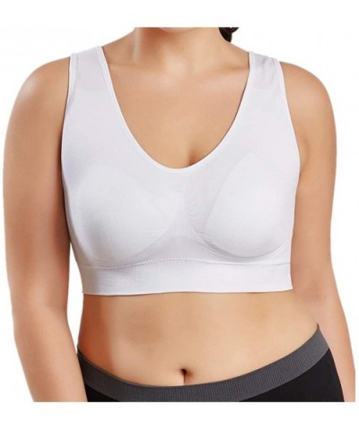 Women Sports Bra Pure Color Plus Size Ultra-Thin Large Bra Full Bra Cup Tops - White - CF192E3Q33N $23.72 Bras