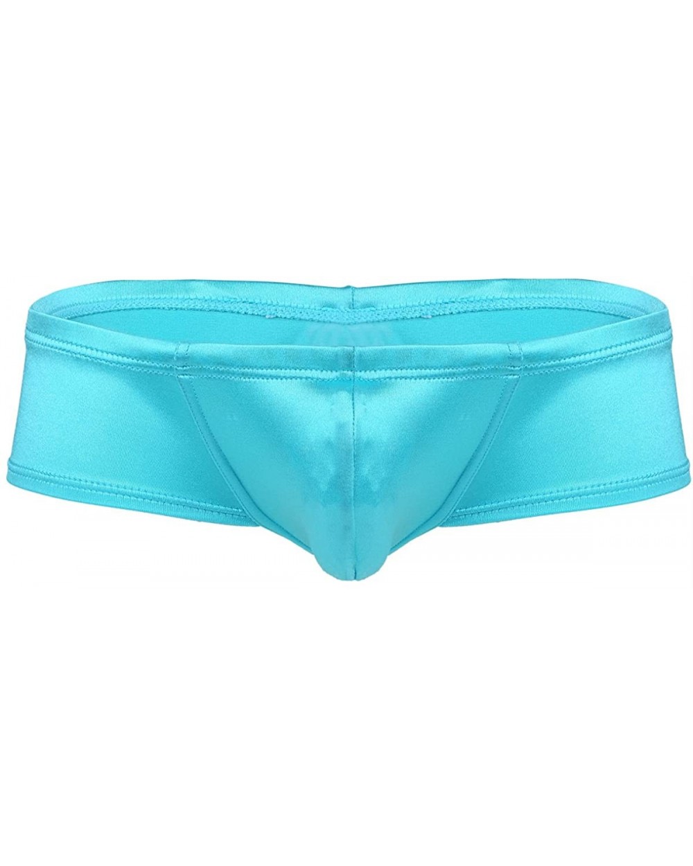 Mens Shiny Low Rise Mini Bikini Briefs Bulge Pouch Underwear Swimwear - Sky Blue - CV18E593ZAY $21.68 G-Strings & Thongs