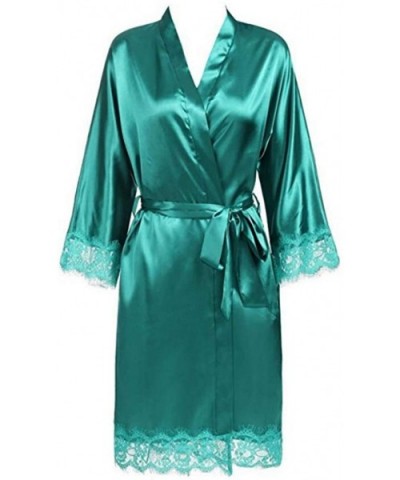 Patchwork Bride Bridesmaids Robe Sexy Lingerie Women Silk Wedding Party Kimono Robes Nightgown Sleepwear Bathrob - Seagreen -...