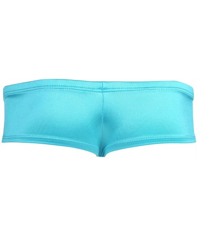 Mens Shiny Low Rise Mini Bikini Briefs Bulge Pouch Underwear Swimwear - Sky Blue - CV18E593ZAY $21.68 G-Strings & Thongs