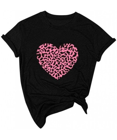 Women's Valentine Shirt- Adeliberr Heart-Shaped Cute Graphic Print Shirt Shirt T-Shirt Short Sleeve - K-black - CN194K5XM8I $...