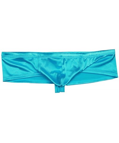 Mens Shiny Low Rise Mini Bikini Briefs Bulge Pouch Underwear Swimwear - Sky Blue - CV18E593ZAY $21.68 G-Strings & Thongs