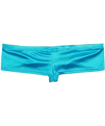 Mens Shiny Low Rise Mini Bikini Briefs Bulge Pouch Underwear Swimwear - Sky Blue - CV18E593ZAY $21.68 G-Strings & Thongs