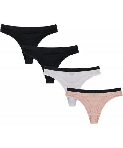 Women's Sexy Seamless Invisible Low Rise Thong Panties 4/6 Pack Tanga Underwear - Black+white+nude - CA18Q35Z8L5 $29.70 Panties