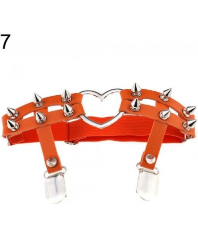 Women Fashion Punk Gothic Harajuku Studded Heart Garters Leg Ring Rivet Gift for Home Orange - Orange - CV19DTQ76EZ $16.18 Ga...