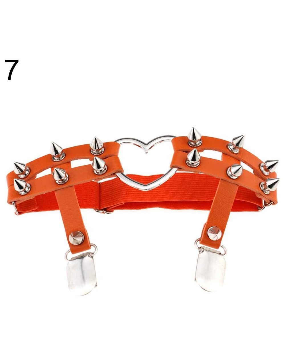 Women Fashion Punk Gothic Harajuku Studded Heart Garters Leg Ring Rivet Gift for Home Orange - Orange - CV19DTQ76EZ $16.18 Ga...