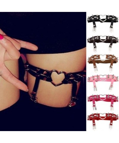 Women Fashion Punk Gothic Harajuku Studded Heart Garters Leg Ring Rivet Gift for Home Orange - Orange - CV19DTQ76EZ $16.18 Ga...