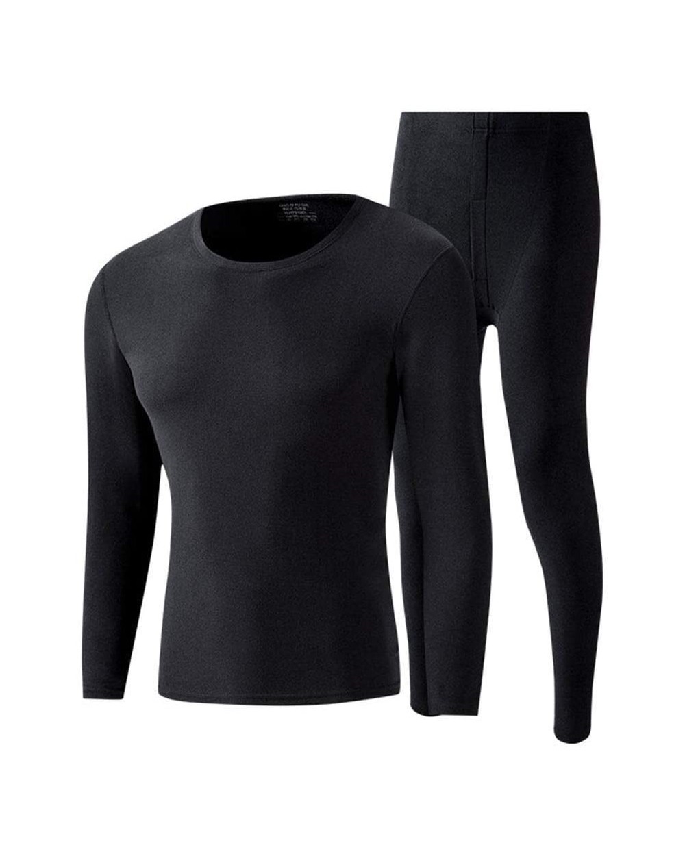 Men Thermal Underwear Set- No Trace Soft Velvet Fabric- Warm Long Sleeve Shirt and Long Johns-blackgrayV-Neck-L - C8192WECKS3...