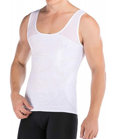 Mens Slimming Body Shaper Compression Tank Top Vest Shirt Abs Shapewear - White - C018AW7M8R9 $23.88 Shapewear