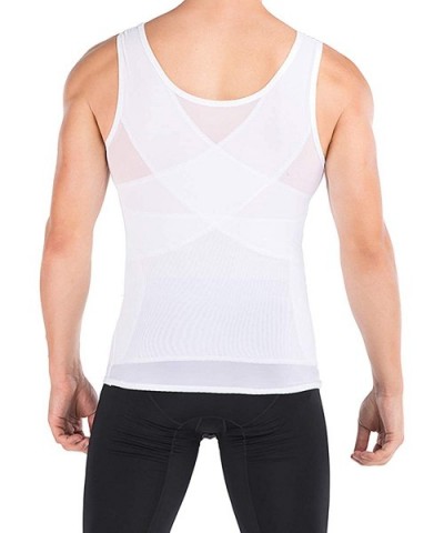 Mens Slimming Body Shaper Compression Tank Top Vest Shirt Abs Shapewear - White - C018AW7M8R9 $23.88 Shapewear