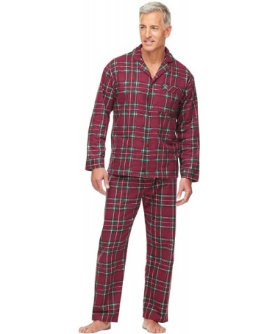 Men's Flannel Pajamas - Burgundy - CR114RU62AH $43.28 Sleep Sets