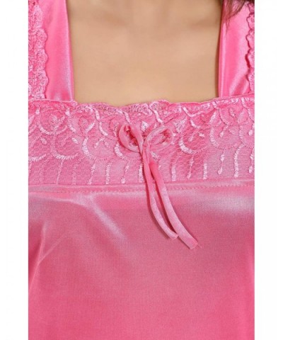 Satin Solid Top & Patiyala Pyjama Night Suit for Women (Multicolor- Free Size) - Pink - CB18ZGQSQC3 $59.05 Sets