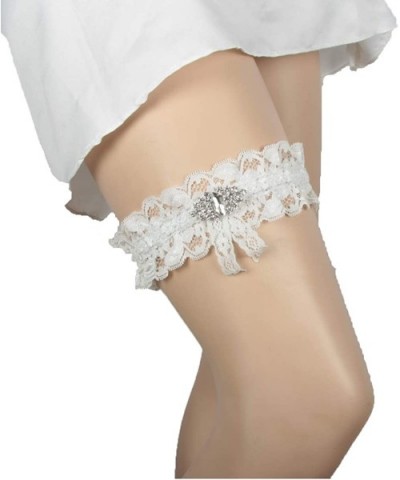 Vintage Ivory Lace Wedding Garter Bridal Garter Belt Handmade with Rhinestones - A03 - CE18SZU39IS $16.65 Garters & Garter Belts