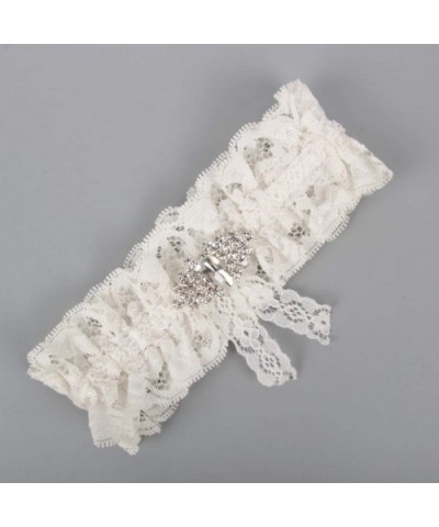 Vintage Ivory Lace Wedding Garter Bridal Garter Belt Handmade with Rhinestones - A03 - CE18SZU39IS $16.65 Garters & Garter Belts