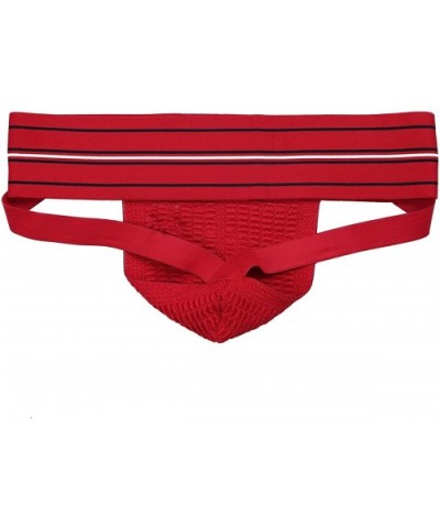 Men's Athletic Supporter Jockstrap Bulge Pouch Thong Underwear Open Butt Underpants - Red - C9197XCENDE $30.16 G-Strings & Th...