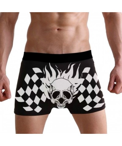 Mens No Ride-up Underwear Smiling Guinea Pig Boxer Briefs - Skull Checkered Flag - CO18Y2AAHWG $26.27 Boxer Briefs