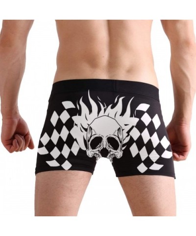 Mens No Ride-up Underwear Smiling Guinea Pig Boxer Briefs - Skull Checkered Flag - CO18Y2AAHWG $26.27 Boxer Briefs