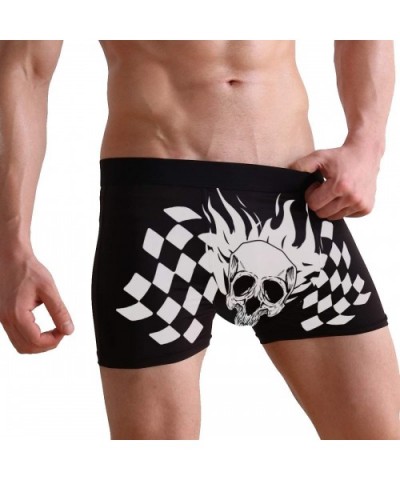 Mens No Ride-up Underwear Smiling Guinea Pig Boxer Briefs - Skull Checkered Flag - CO18Y2AAHWG $26.27 Boxer Briefs