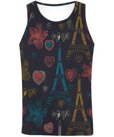 Men's Muscle Gym Workout Training Sleeveless Tank Top Love Hearts - Multi2 - C219DLN676Z $48.39 Undershirts