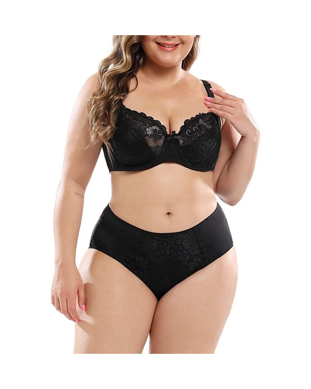 Plus Size Lingerie for Women Strap Babydoll 2 Piece Sexy Bra and Panty Sets - Black a - C2196OT5QUA $17.44 Bras