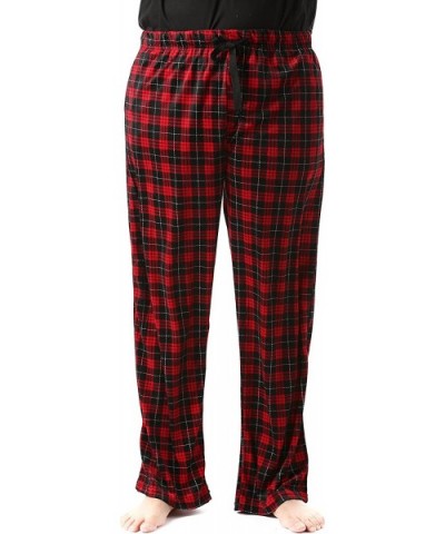 Ultra Soft Fleece Men's Plaid Pajama Pants with Pockets - Red & Black - CW17Z2TT7W3 $20.77 Sleep Bottoms