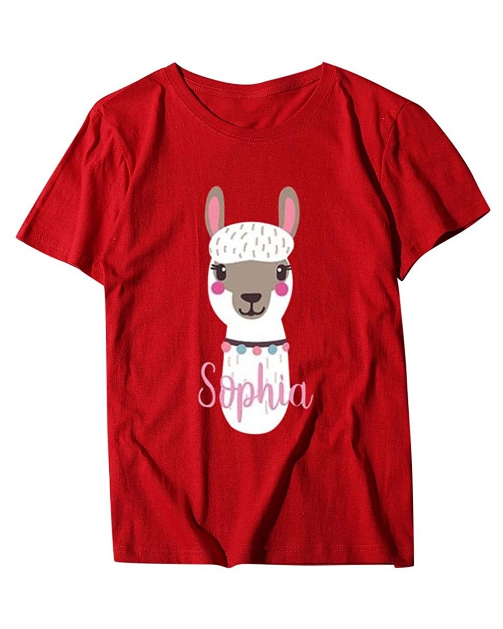 Printed T-Shirt- Summer Women's Alpaca Short Sleeve Round Neck Plus Size top - Red - CH1943R8CUL $19.21 Tops